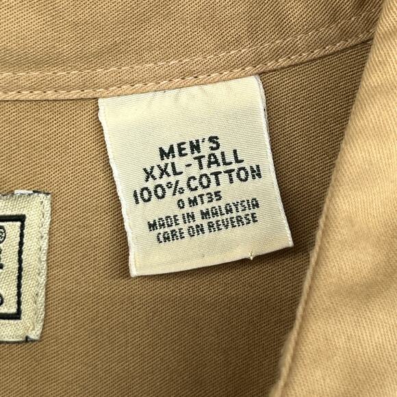 LL BEAN Shirt Mens 2XLT Tall Brushed Twill Button Up Long Sleeve Cotton Khaki - Picture 11 of 14